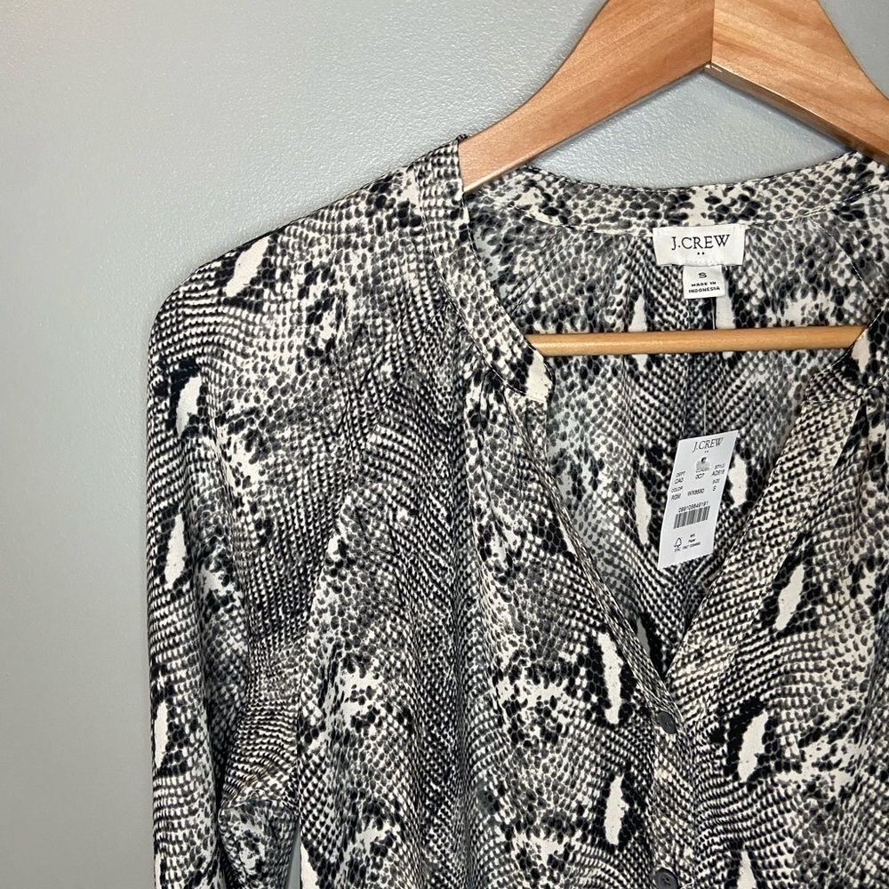 NWT J. Crew Snakeskin Button Up Blouse - Picture 4 of 11